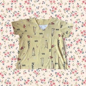 Yellow Short Sleeve V-Neck Graphic Tee